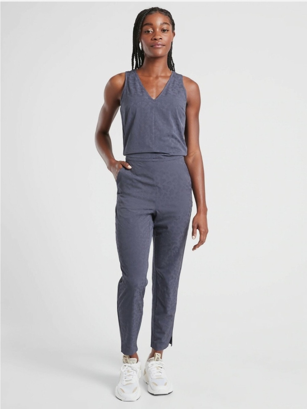 NWT Athleta Brooklyn Textured Jumpsuit,Medieval Violet size